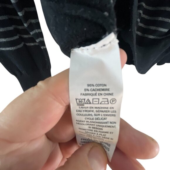 L.L.Bean Mens Medium Black Gray Striped Half-Zip Sz M Sweater Casual Streetwear - Picture 6 of 9